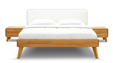 Designová postel z masivu FORZA BELLE s čalouněným čelem